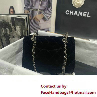 Chanel Velvet  &  Silver-Tone Metal Mini Flap Bag BLACK AS4051 2023